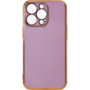 Hurtel Lighting Color Case for iPhone 13 Pro Max purple gel cover with gold frame (universal)