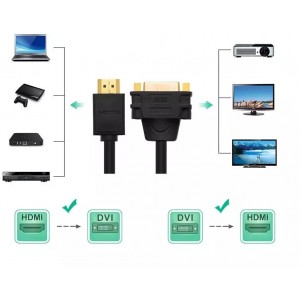 Ugreen cable adapter cable adapter DVI 24 5 pin (female) - HDMI (male) 22 cm black (20136)