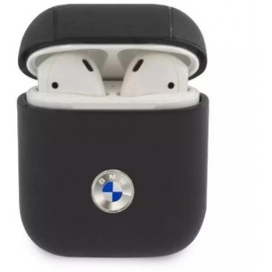 BMW Protective case for BMW headphones for AirPods cover navy blue/navy Geniune Leather Silver Logo