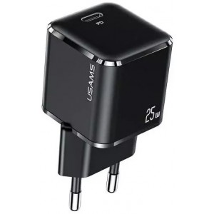 Usams Wall charger 1x USB-C T42 mini 25W (only head) Super SI 5V-3A PD3.0 Fast Charging black/black CC140TC01 (US-CC140)