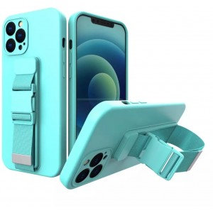 4Kom.pl Rope case gel case with lanyard chain purse lanyard iPhone 13 mini light blue