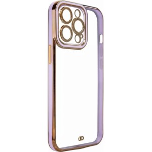 Apple Fashion Case case for iPhone 12 Pro gel cover with a gold frame purple