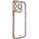 Apple Fashion Case case for iPhone 12 Pro gel cover with a gold frame purple