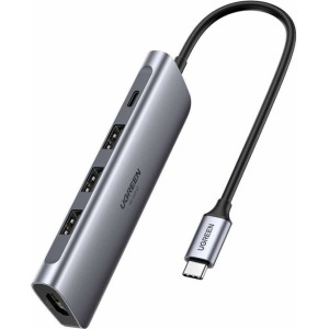 Ugreen Adapter 5w1 UGREEN Hub USB-C do 3x USB 3.0   HDMI 4K   USB-C PD 100W (szary)