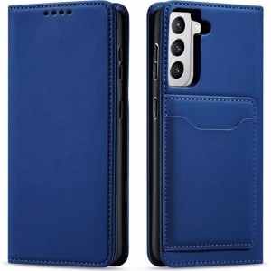 4Kom.pl Magnet Card Case case for Samsung Galaxy S22 (S22 Plus) cover card wallet stand blue