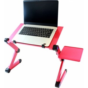 4Kom.pl Adjustable laptop table with cooling function tray foldable aluminum Pink