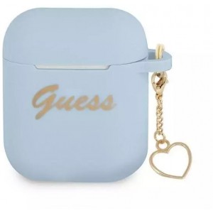 Guess GUA2LSCHSB AirPods 1/2 cover niebieski/blue Silicone Charm Collection