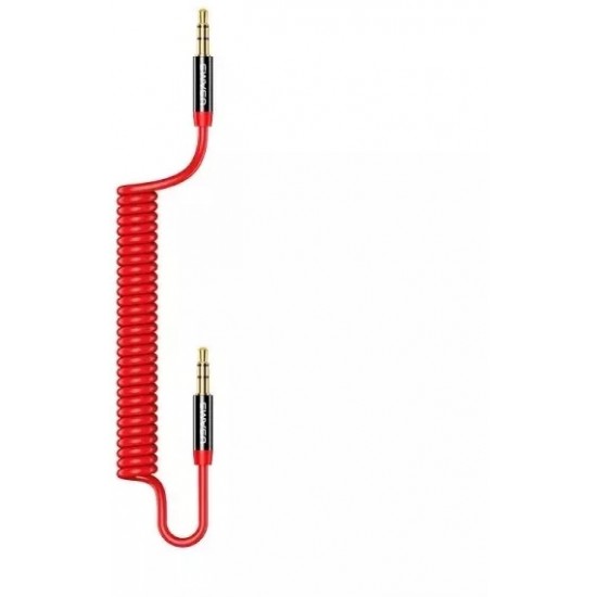 Usams Adapter Spring audio jack 3,5mm -3,5mm 1,2m czerwony/red SJ256YP02 (US-SJ256)