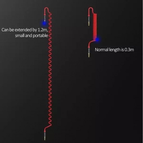 Usams Adapter Spring audio jack 3,5mm -3,5mm 1,2m czerwony/red SJ256YP02 (US-SJ256)