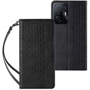 4Kom.pl Magnet Strap Case Case for Xiaomi Redmi Note 11 Cover Wallet Mini Lanyard Pendant Black