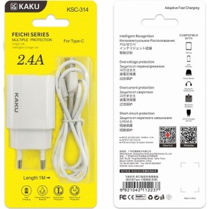 Ikaku KSC-314 EU USB-разъемы 2.4A Зарядное устройство + кабель Type-C 1 м Белый