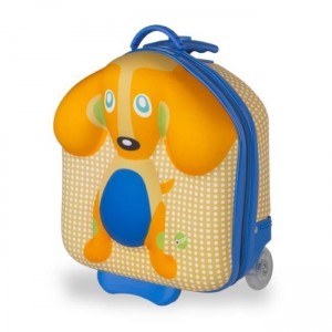 Oops Dog 3D Krāsains ciets bērnu čemodans ar ritenīšiem un izvelkamo rokturi no 18m+ (32.5x40x19cm) Dzeltens 31003.22