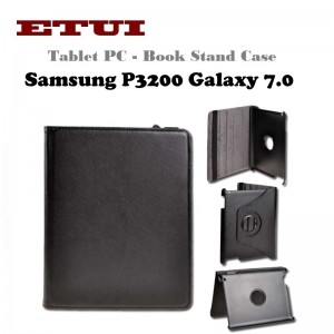 HQ Etui Eko ādas maks ar rotējošu statīva mehānismu priekš Samsung P3200 Galaxy 7.0 Melns
