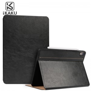 Ikaku Plain Eco-Leather Moderns Planšetdatra maks ar stendu Huawei Honor Tab 5 / T5 / M5 Lite 8.0'' Melns