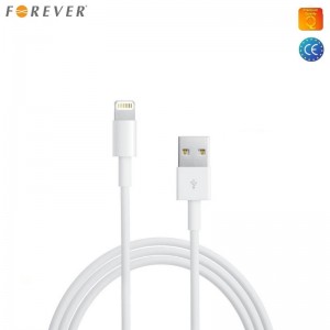 Forever USB Datu un uzlādes Kabelis uz Lightning iPhone 5 5S 6 Balts 1m (MD818 Analogs) (EU Blister)