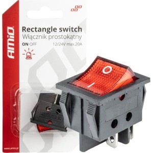 Amio Rectangular switch 12V/230V (with red light) BU02