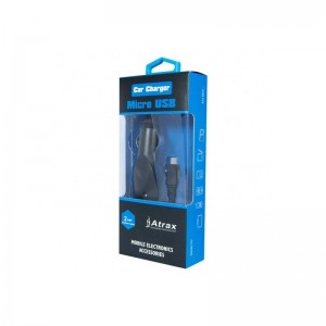 Atx Platinum Премиум Автомобильная зарядка 12 / 24V / 1A + Провод Micro USB Черная (Blue Blister)