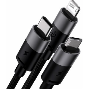 Baseus 3in1 USB - micro USB / Lightning / USB C 3.5A 1.2m cable Baseus StarSpeed - black (universal)