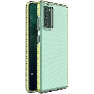 Hurtel Spring Case clear TPU gel protective cover with colorful frame for Samsung Galaxy S21 Ultra 5G yellow (universal)