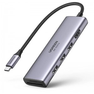 Ugreen multi-functional HUB USB Type C - 3x USB 3.2 Gen 1 / HDMI 4K 60Hz / SD and TF card reader gray (60383 CM511) (universal)