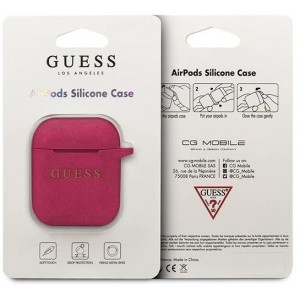 Guess GUACCSILGLFU AirPods cover fuchsia / fuchsia Silicone Glitter (universal)