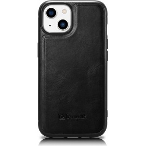 Icarer Leather Oil Wax case covered with natural leather for iPhone 14 Plus black (WMI14220719-BK) (universal)