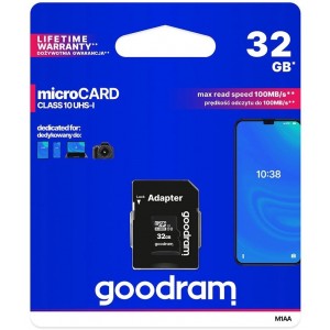 Goodram Microcard 32 GB micro SD HC UHS-I class 10 memory card, SD adapter (M1AA-0320R12) (universal)