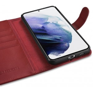 Icarer Haitang Leather Wallet Case Leather Case for Samsung Galaxy S22 + (S22 Plus) Wallet Housing Cover Red (AKSM05RD) (universal)