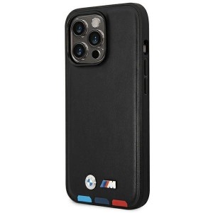 BMW Case BMW BMHCP14X22PTDK iPhone 14 Pro Max 6.7 "black / black Leather Stamp Tricolor (universal)