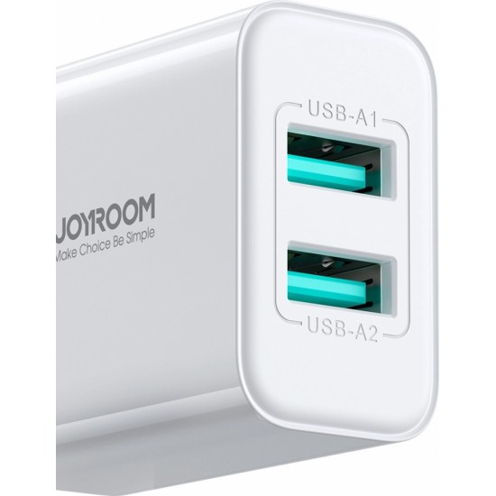 Joyroom JR-TCN04 2xUSB-A 10.5W 2.1A mains charger - white (universal)