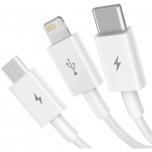 Baseus Superior 3in1 USB Cable - Lightning / USB Type C / Micro USB 3.5 A 1.5 m White (CAMLTYS-02) (universal)