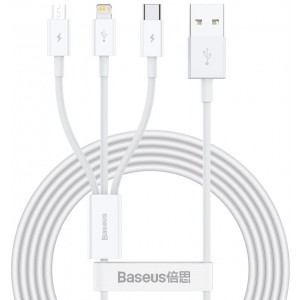 Baseus Superior 3in1 USB Cable - Lightning / USB Type C / Micro USB 3.5 A 1.5 m White (CAMLTYS-02) (universal)