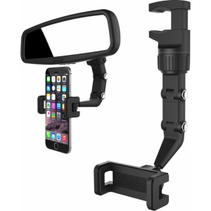 Hurtel Adjustable car rearview mirror holder for smartphone black (universal)