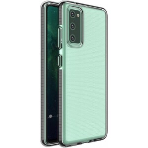 Hurtel Spring Case clear TPU gel protective cover with colorful frame for Samsung Galaxy A02s EU black (universal)