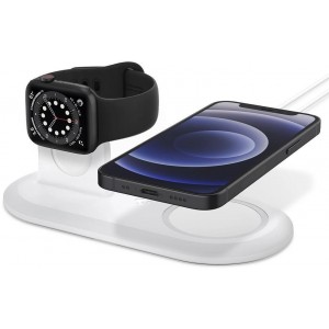Spigen MAGFIT DUO Apple MAGSAFE & Apple Watch CHARGER STAND WHITE (universal)