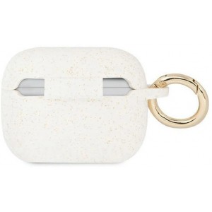 Guess GUAPSGGEH AirPods Pro cover white/white Silicone Glitter (universal)