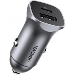 Ugreen car charger USB Type C / USB 24W Power Delivery Quick Charge gray (30780) (universal)
