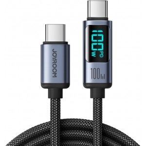 Joyroom USB C - USB C cable 100W 1.2m with LED display Joyroom S-CC100A16 - black (universal)