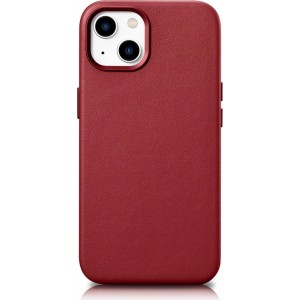 Icarer Case Leather case cover made of natural leather for iPhone 14 Plus red (compatible with MagSafe) (universal)