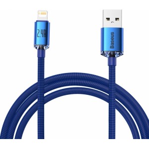 Baseus Crystal Shine Series cable USB cable for fast charging and data transfer USB Type A - Lightning 2.4A 2m blue (CAJY000103) (universal)