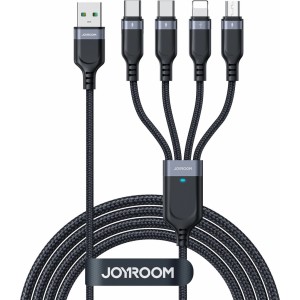 Joyroom USB cable 4in1 USB-A - 2 x USB-C / Lightning / Micro for charging and data transmission 1.2m Joyroom S-1T4018A18 - black (universal)