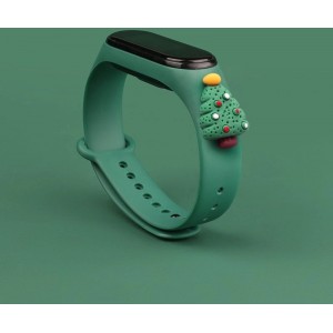 Hurtel Strap Xmas Wristband for Xiaomi Mi Band 4 / Mi Band 3 Christmas Silicone Strap Bracelet Dark Green (Christmas Tree 2) (universal)