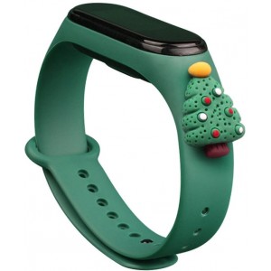 Hurtel Strap Xmas Wristband for Xiaomi Mi Band 4 / Mi Band 3 Christmas Silicone Strap Bracelet Dark Green (Christmas Tree 2) (universal)