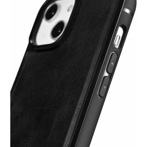 Icarer Leather Oil Wax case covered with natural leather for iPhone 14 Plus black (WMI14220719-BK) (universal)