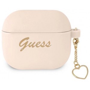 Guess GUA3LSCHSP AirPods 3 cover pink/pink Silicone Charm Heart Collection (universal)