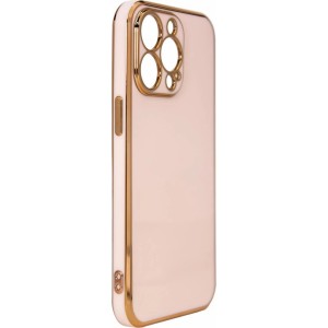 Hurtel Lighting Color Case for iPhone 12 Pro Max pink gel cover with gold frame (universal)