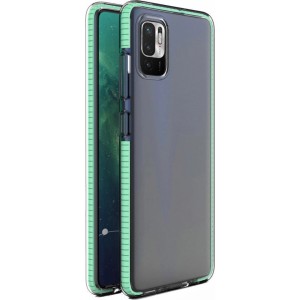 Hurtel Spring Case clear TPU gel protective cover with colorful frame for Xiaomi Redmi Note 10 5G / Poco M3 Pro mint (universal)