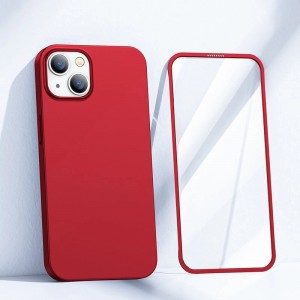 Joyroom 360 Full Case front and back cover for iPhone 13 + tempered glass screen protector red (JR-BP927 red) (universal)