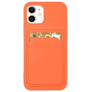 Hurtel Card Case Silicone Wallet Wallet with Card Slot Documents for iPhone 12 Pro Max Orange (universal)