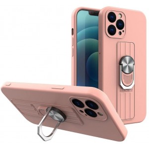 Hurtel Ring Case silicone case with finger holder and stand for Xiaomi Redmi Note 11 Pro pink (universal)